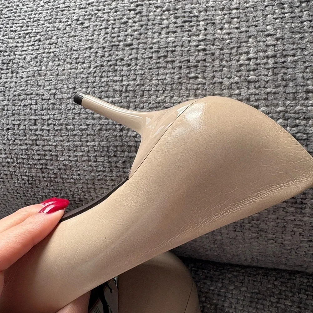 BRAND NEW ZARA LEATHER HEELS 38 with tag on (no box )! - Picture 10 of 12